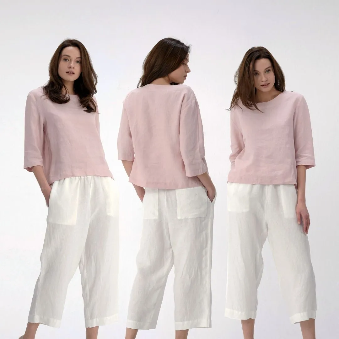 Elastic Waist Linen Pants