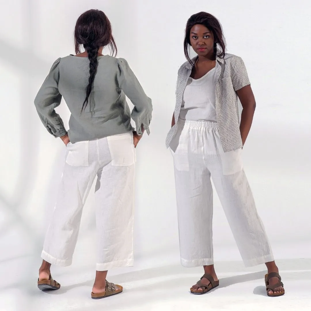 Elastic Waist Linen Pants