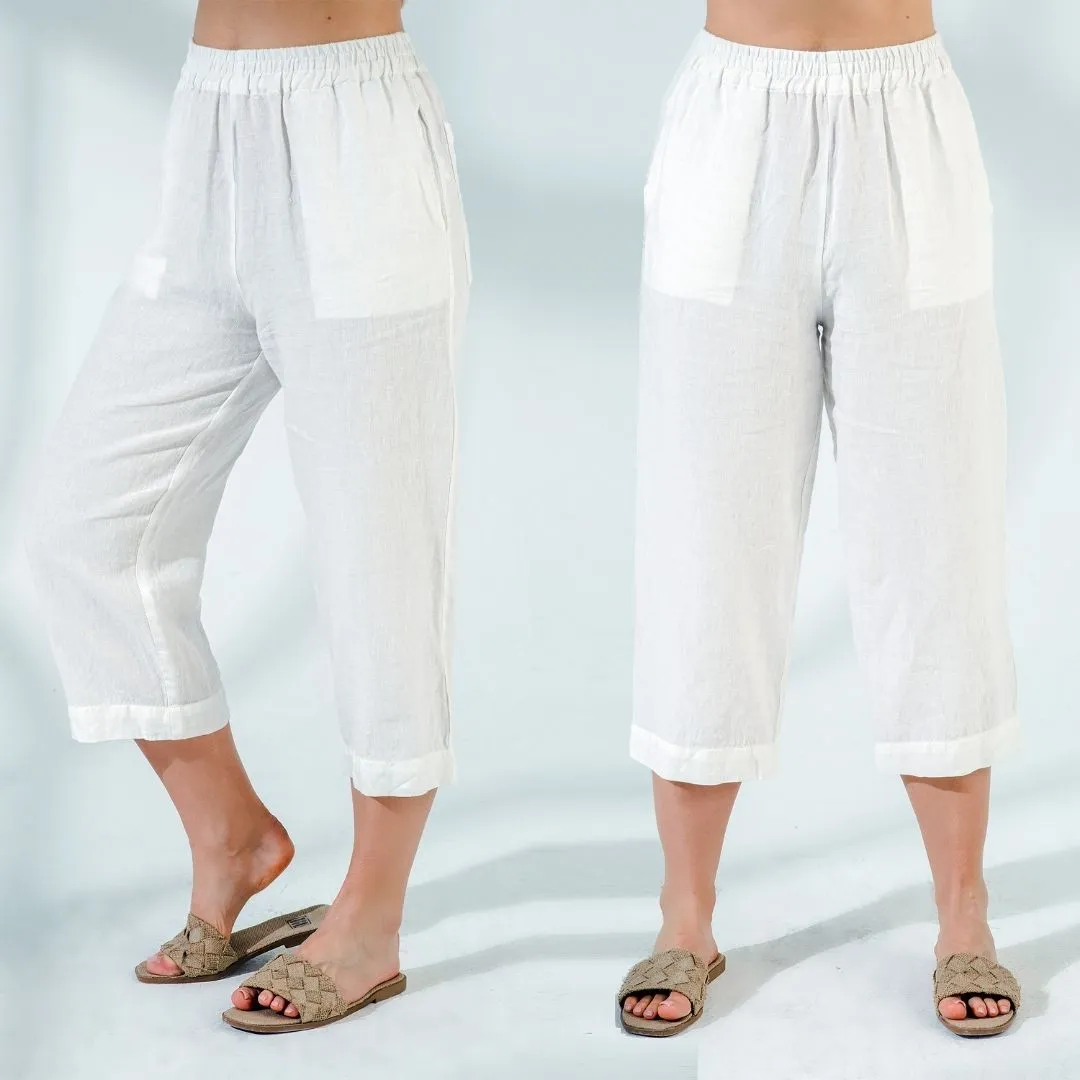 Elastic Waist Linen Pants