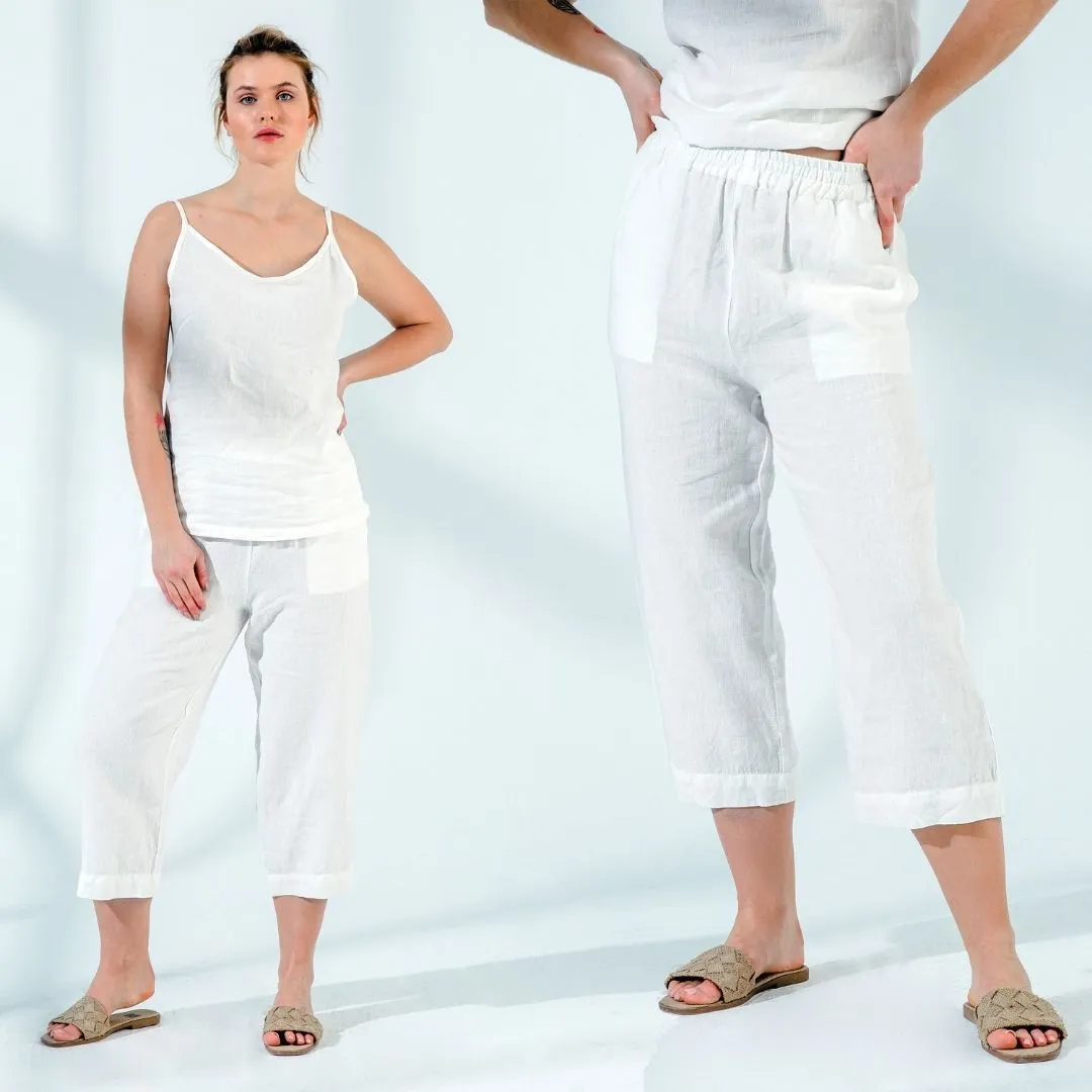 Elastic Waist Linen Pants