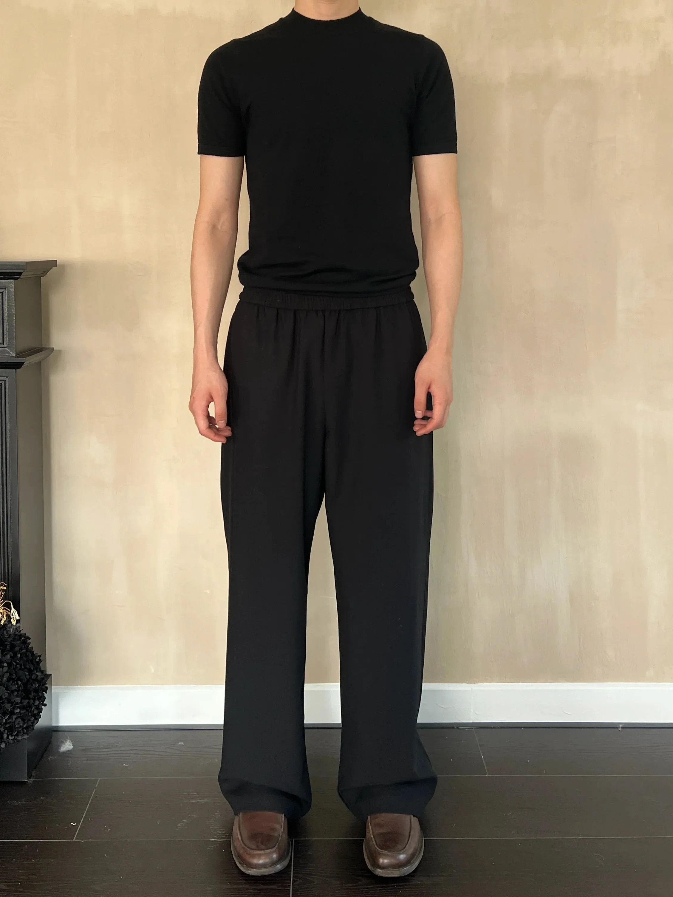 Elastic Wool Blend Pants