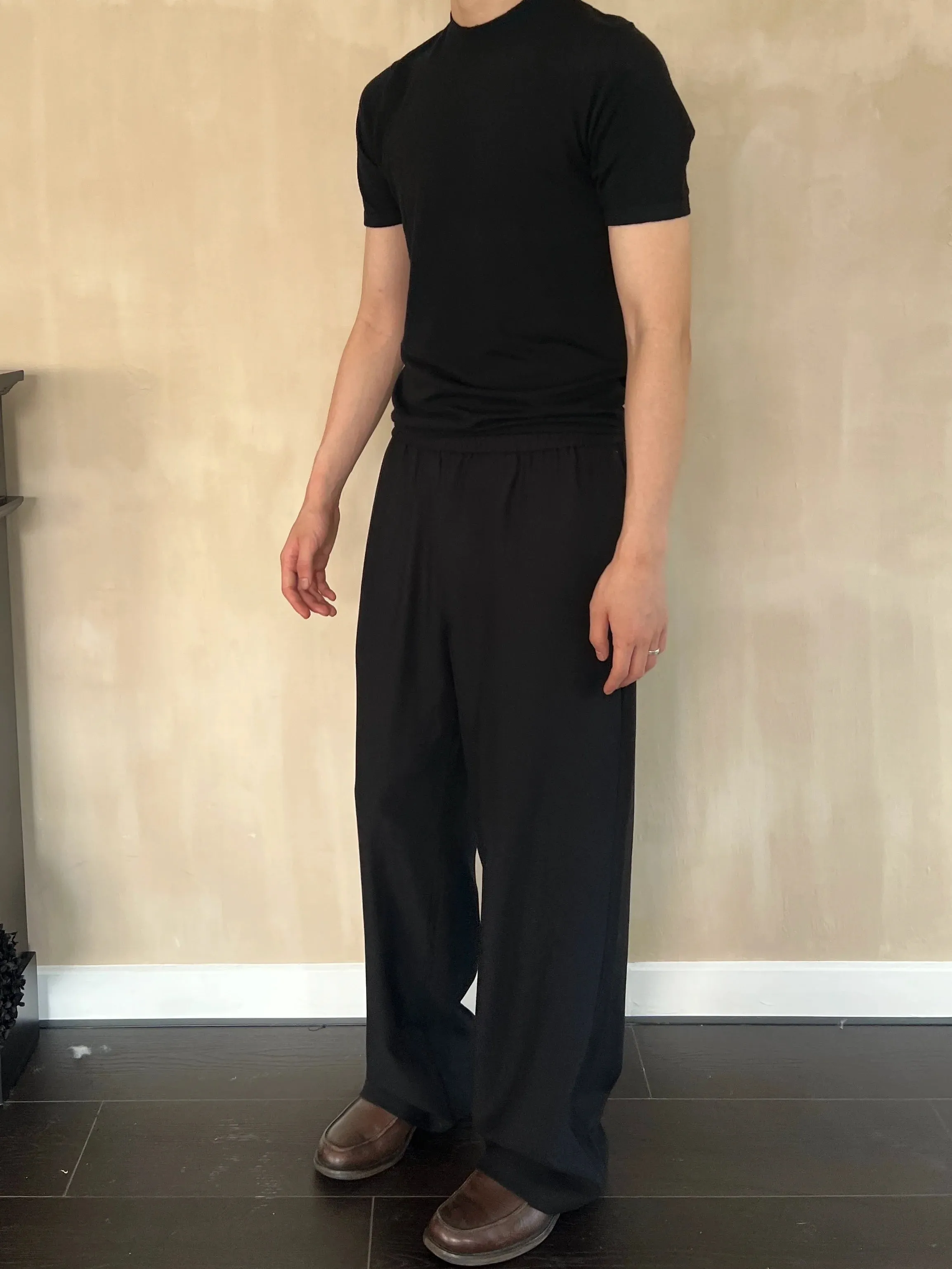 Elastic Wool Blend Pants