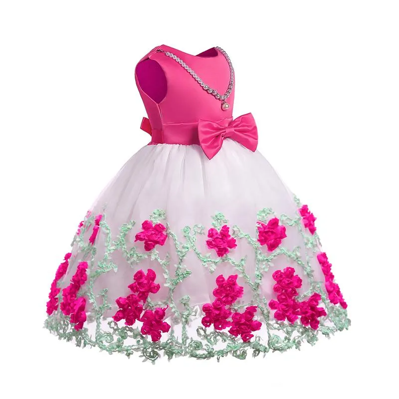 Elegant Floral Applique Sleeveless Tulle Party Dress