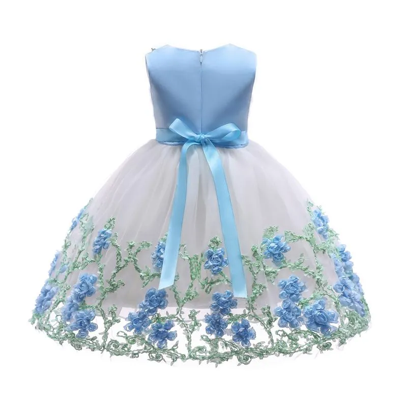 Elegant Floral Applique Sleeveless Tulle Party Dress