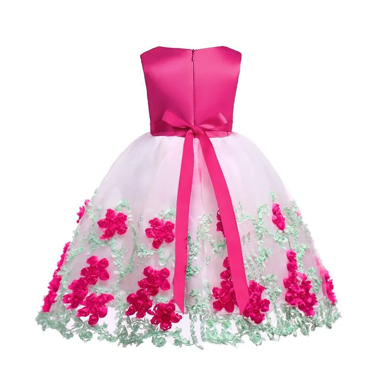 Elegant Floral Applique Sleeveless Tulle Party Dress