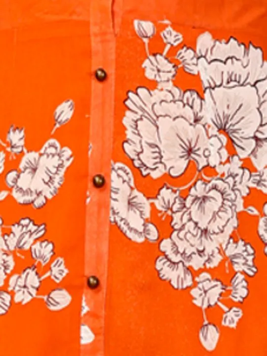 elegant floral print pure viscose georgette tiered spagetti dress with gathered bustier - Orange