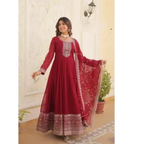  Long Sleeve Embroidery Formal Gown