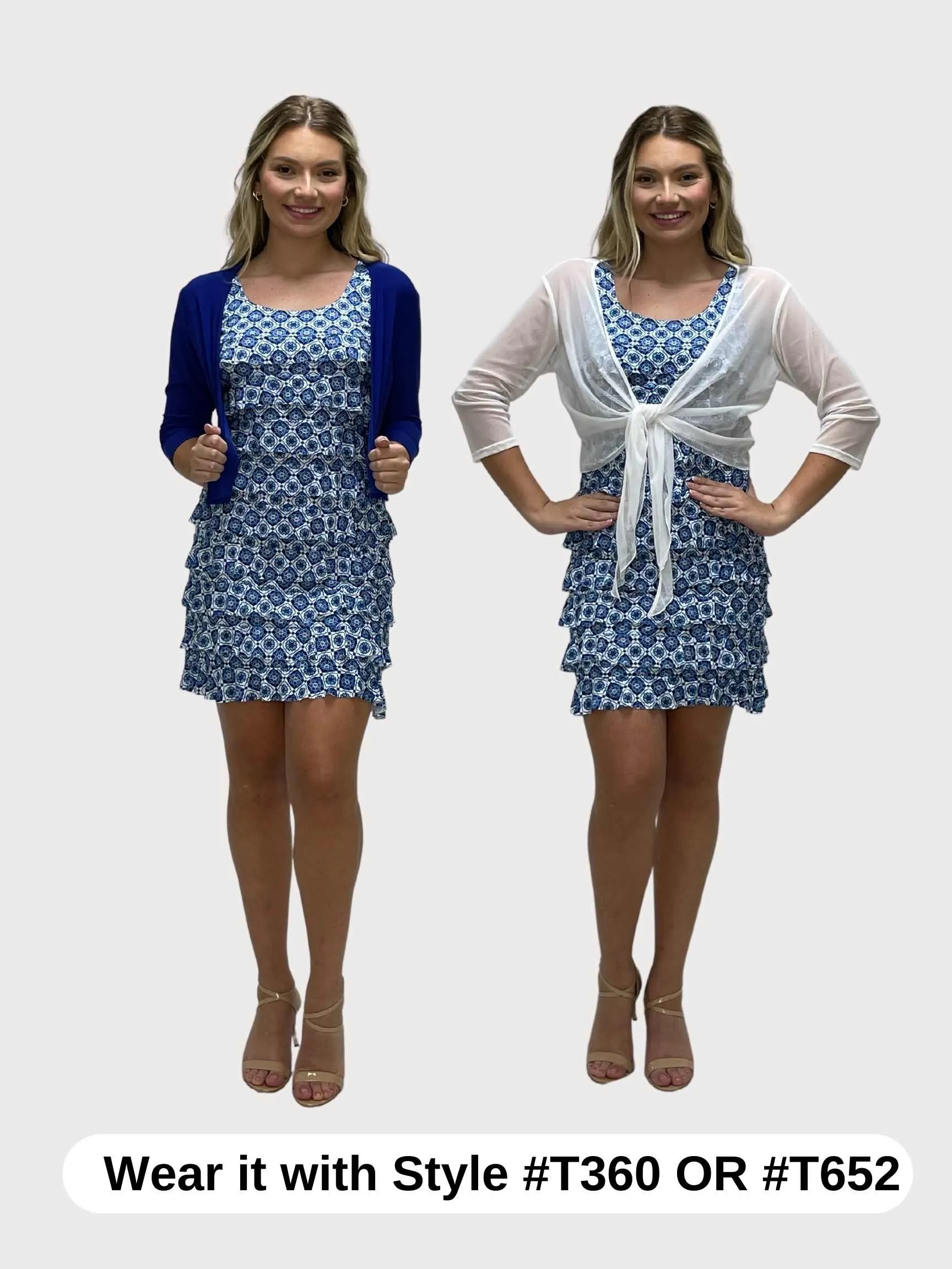 FASHQUE - CHACHA Ruffle Knee length PRINTED Dress - D2760