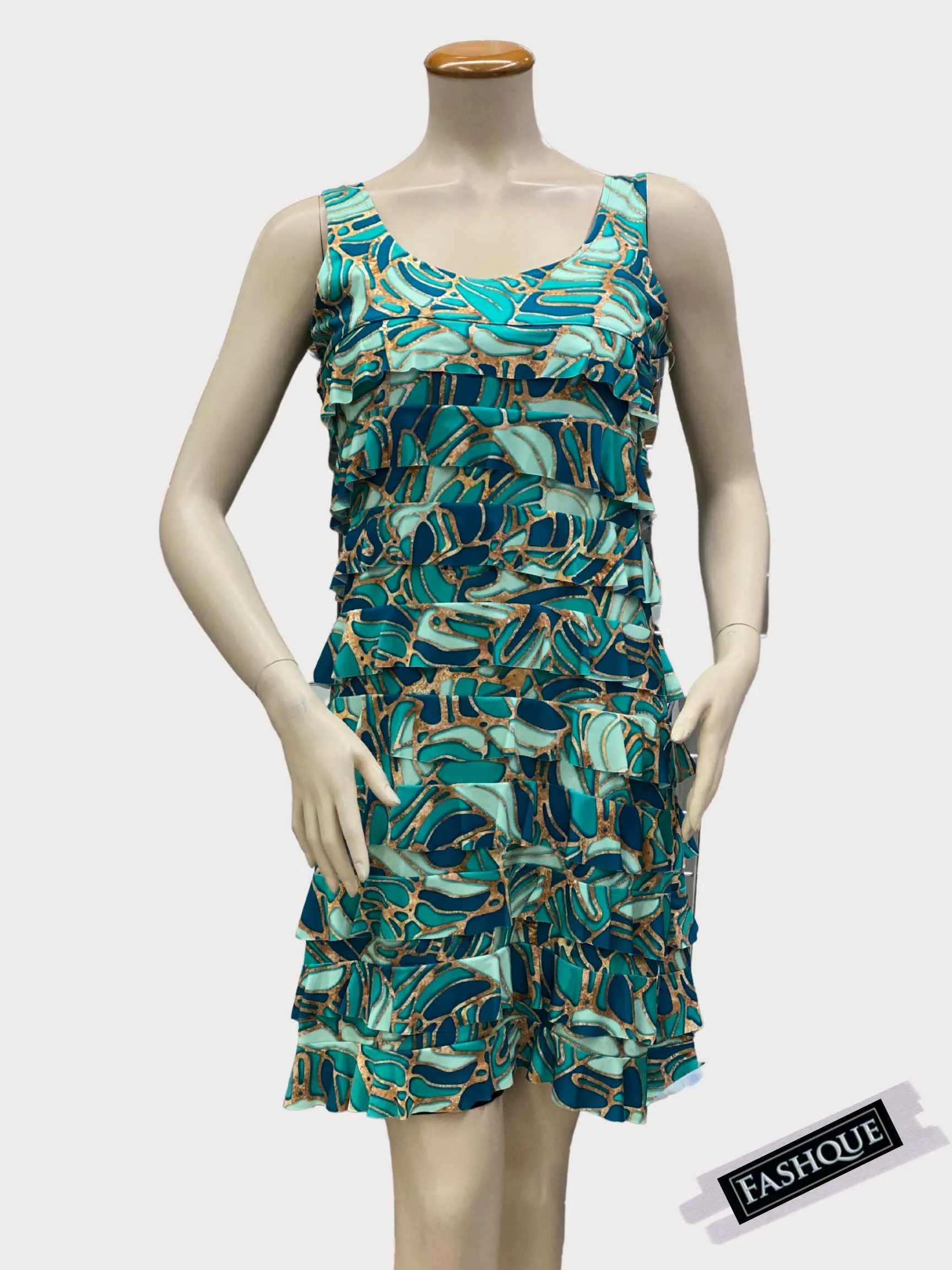 FASHQUE - CHACHA Ruffle Knee length PRINTED Dress - D2760