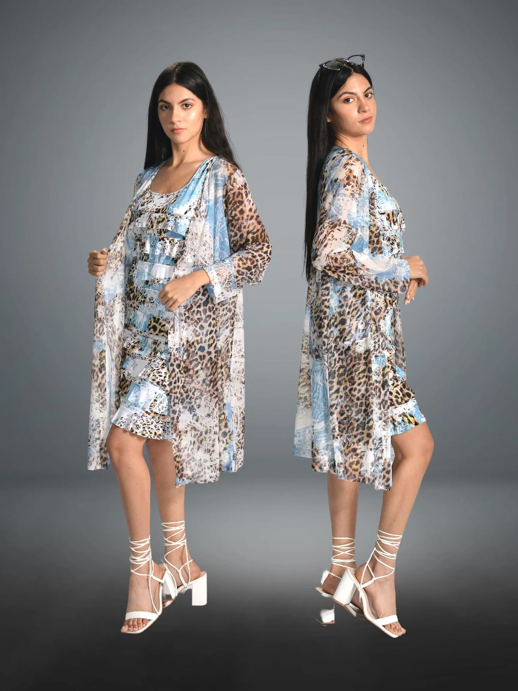 FASHQUE - CHACHA Ruffle Knee length PRINTED Dress - D2760