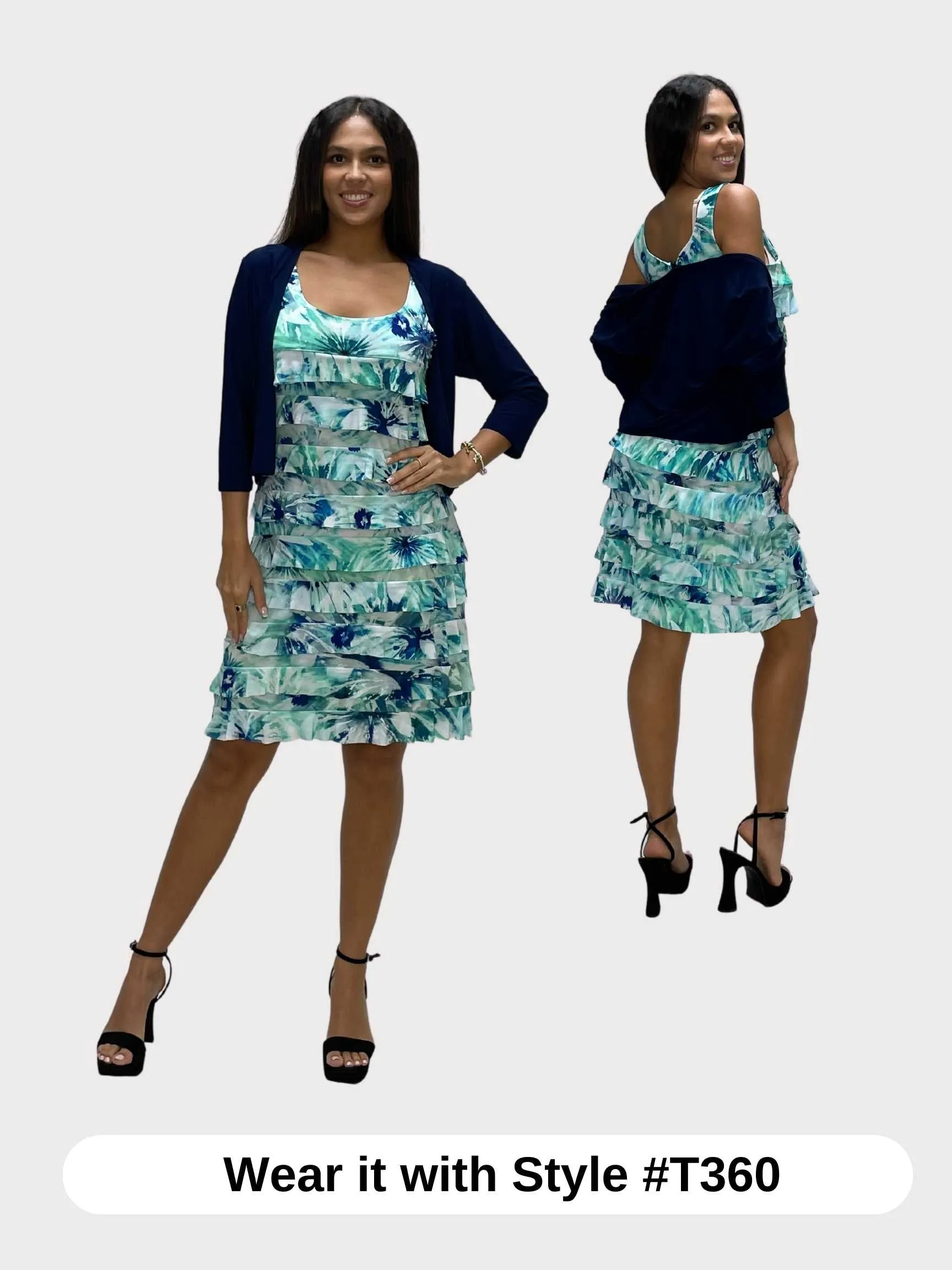 FASHQUE - CHACHA Ruffle Knee length PRINTED Dress - D2760