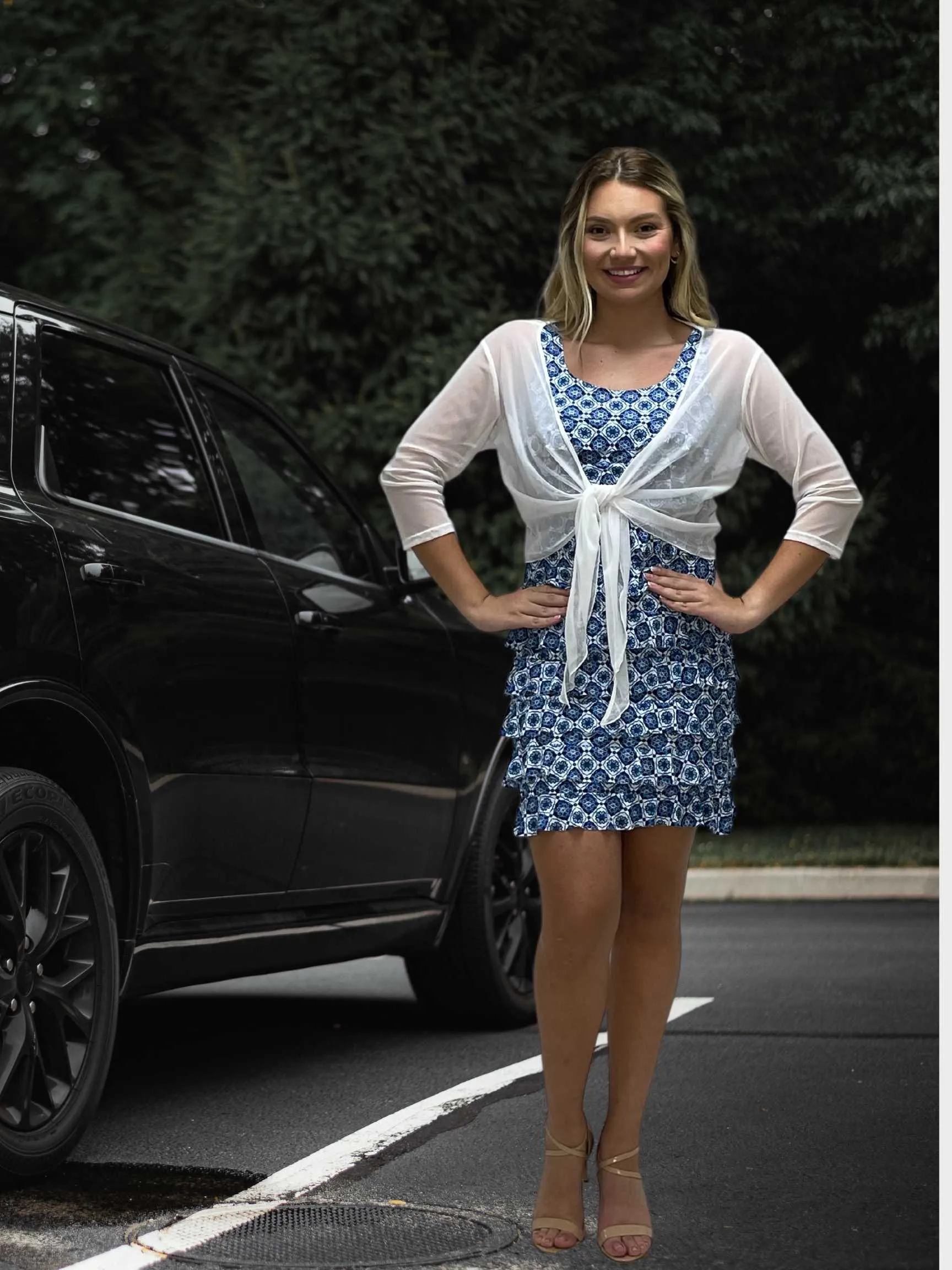 FASHQUE - CHACHA Ruffle Knee length PRINTED Dress - D2760