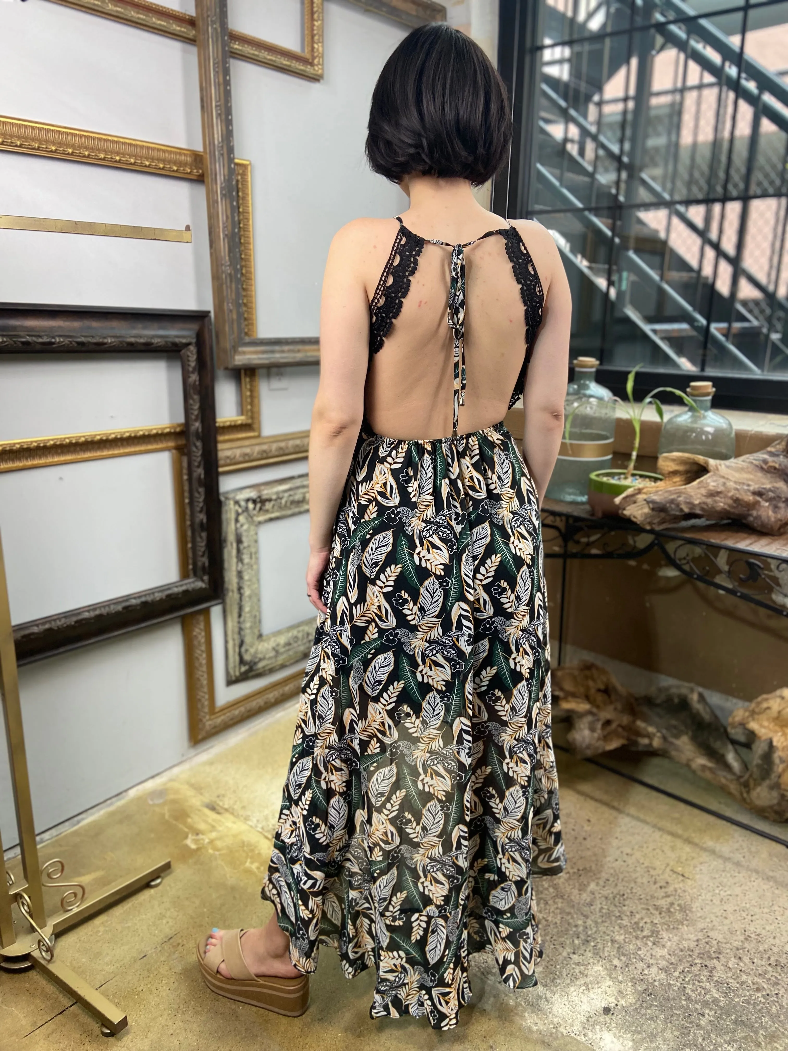 Fenn Long Black Floral Dress