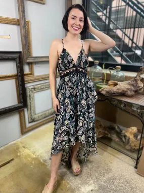 Fenn Long Black Floral Dress