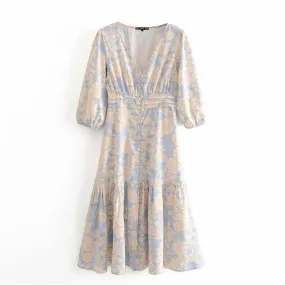 Floral Dress Wholesale Dress V Neck Causal Style