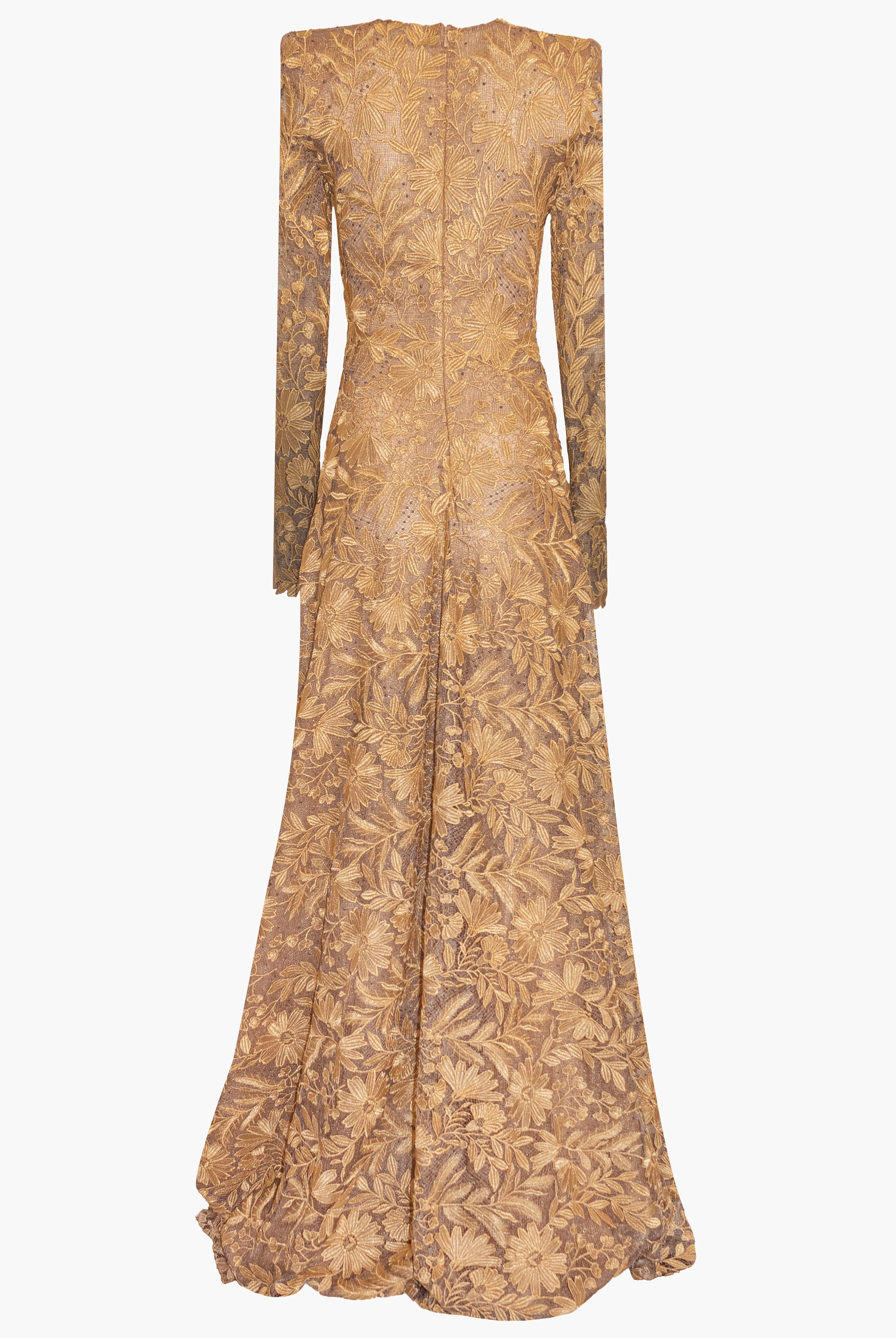 FLORAL LACE LONG SLEEVE GOWN