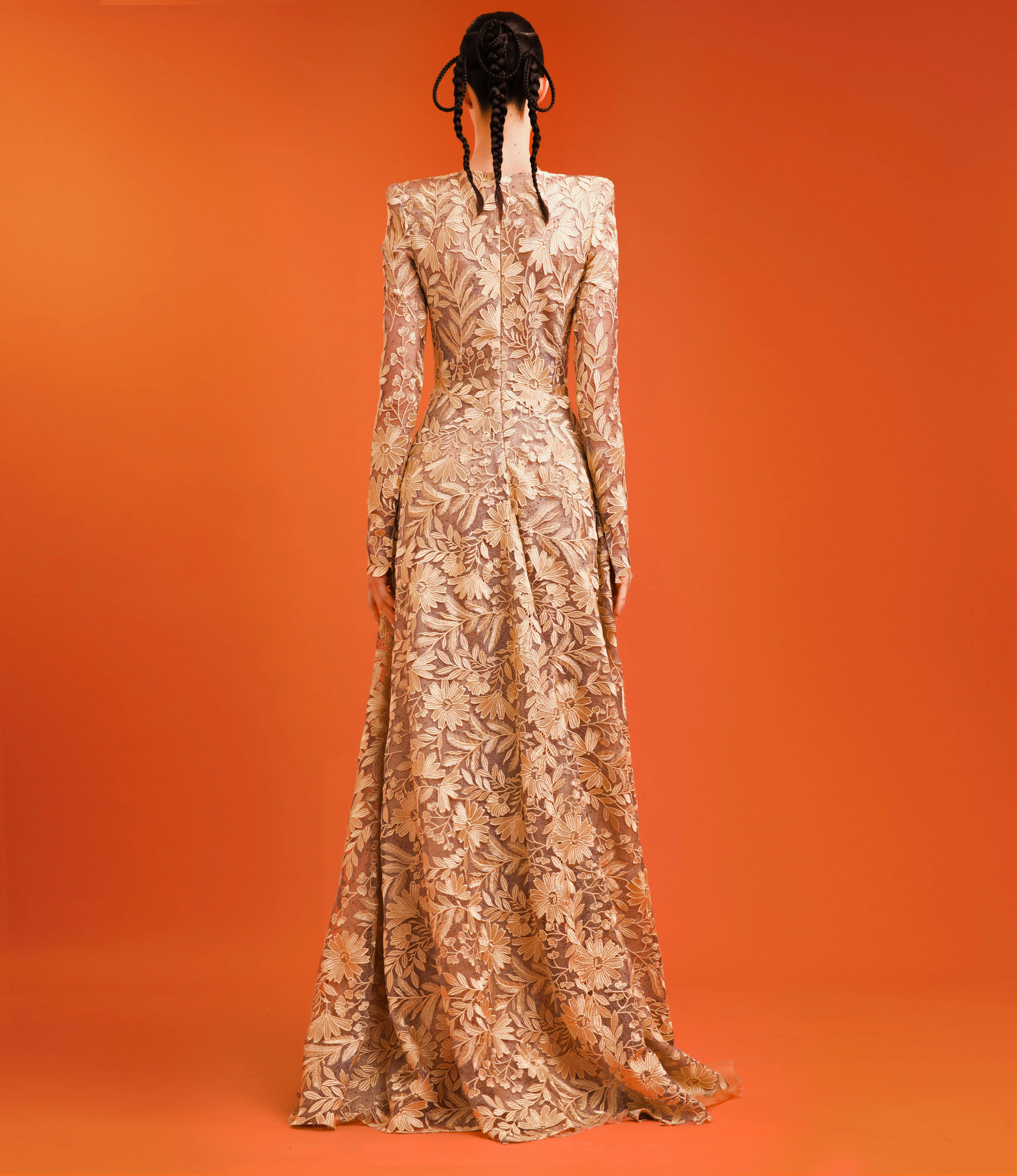 FLORAL LACE LONG SLEEVE GOWN