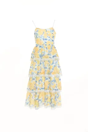 FLORAL PRINT TIERED LONG DRES