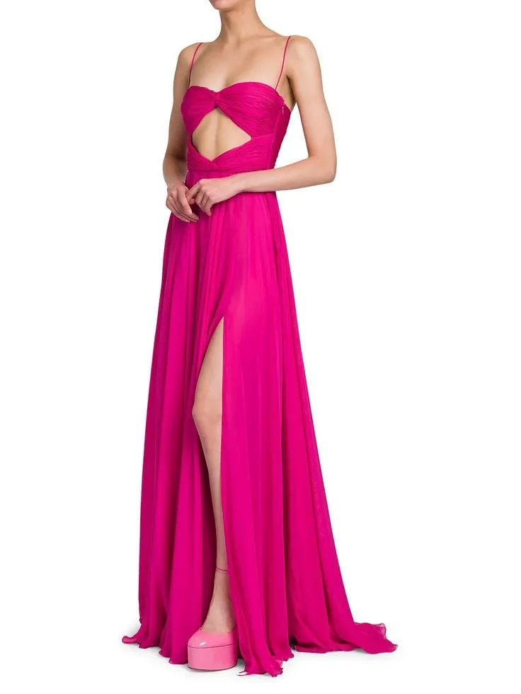 Flytonn- Chiffon Cut Out Sleeveless Dress