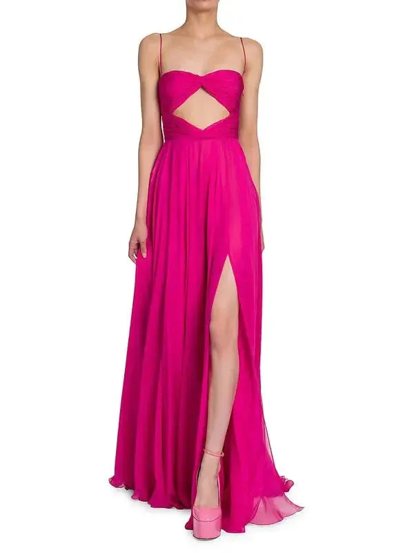 Flytonn- Chiffon Cut Out Sleeveless Dress
