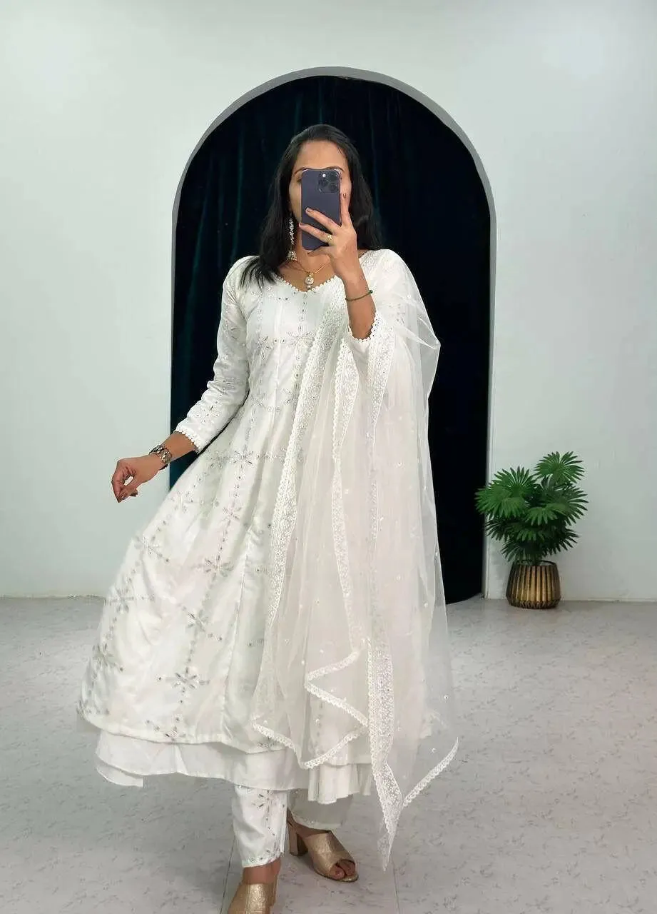 Full Flair Stitched Fancy Pattern Gown Pant & Dupatta