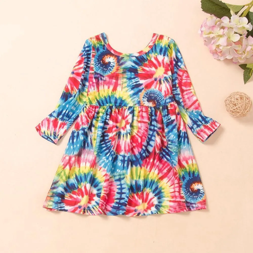 Girls Floral Printed Fashion Dress Wholesale Girl Dresses