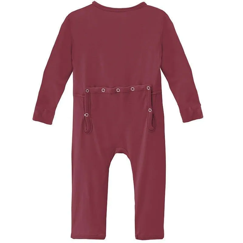 Girl's Solid Bamboo Coverall with Zipper - Wild Strawberry