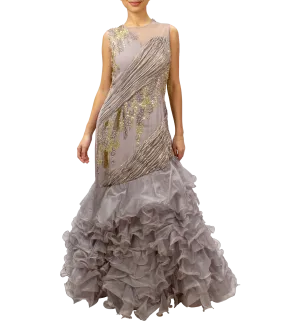 Gray ruffle gown