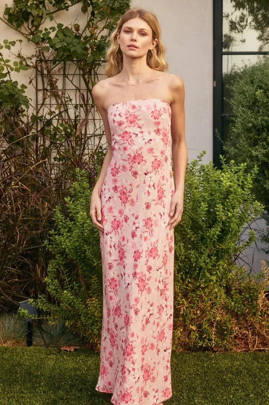 Hannah Strapless Tie Back Maxi Dress