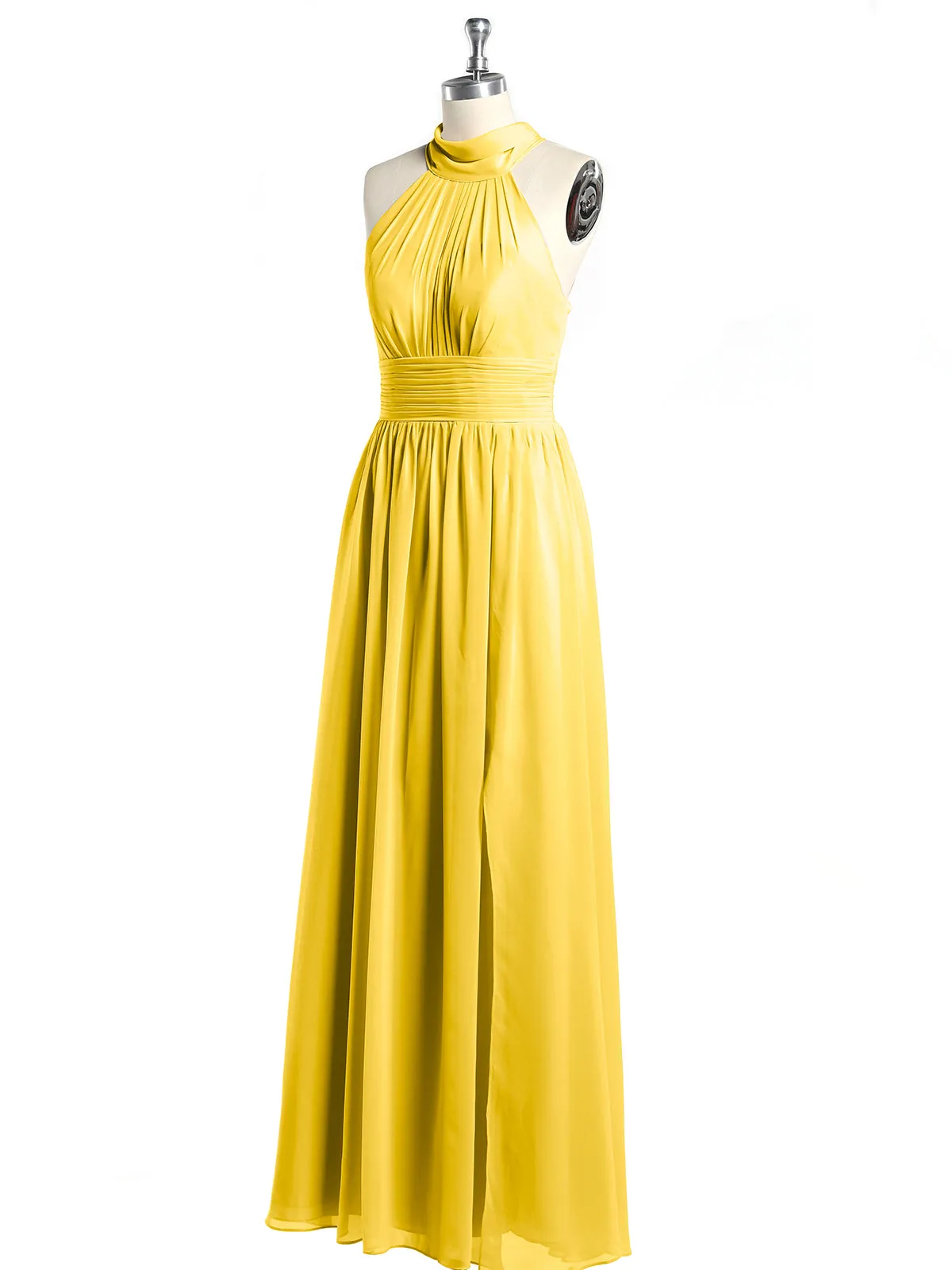 High Neck Full Length Dresses with Slit Marigold