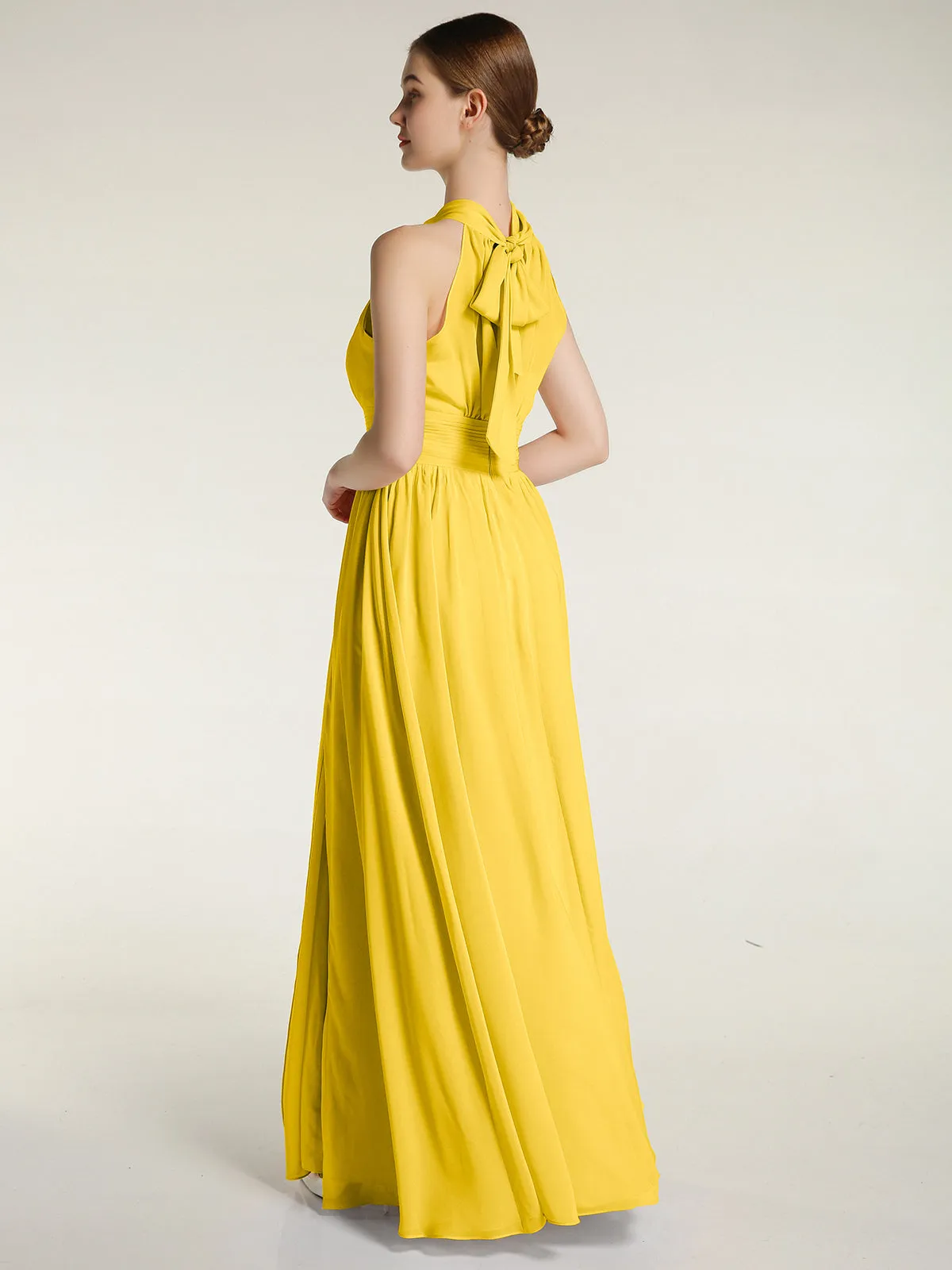 High Neck Full Length Dresses with Slit Marigold