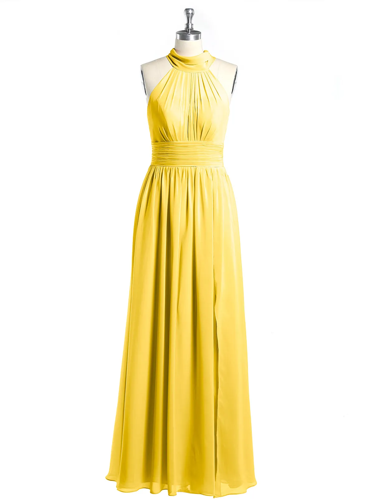 High Neck Full Length Dresses with Slit Marigold