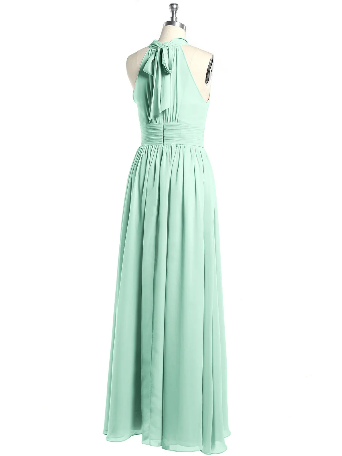 High Neck Full Length Dresses with Slit Mint Green Plus Size