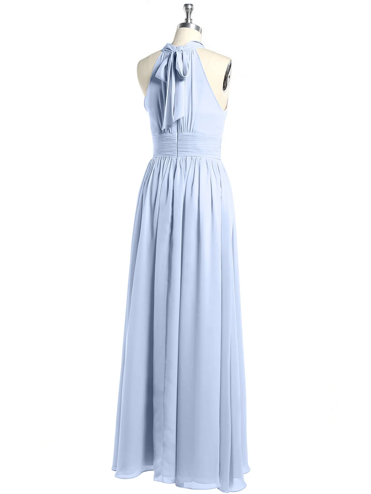High Neck Full Length Dresses with Slit Sky Blue