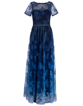 Illusion Embroidered Ombre Gown