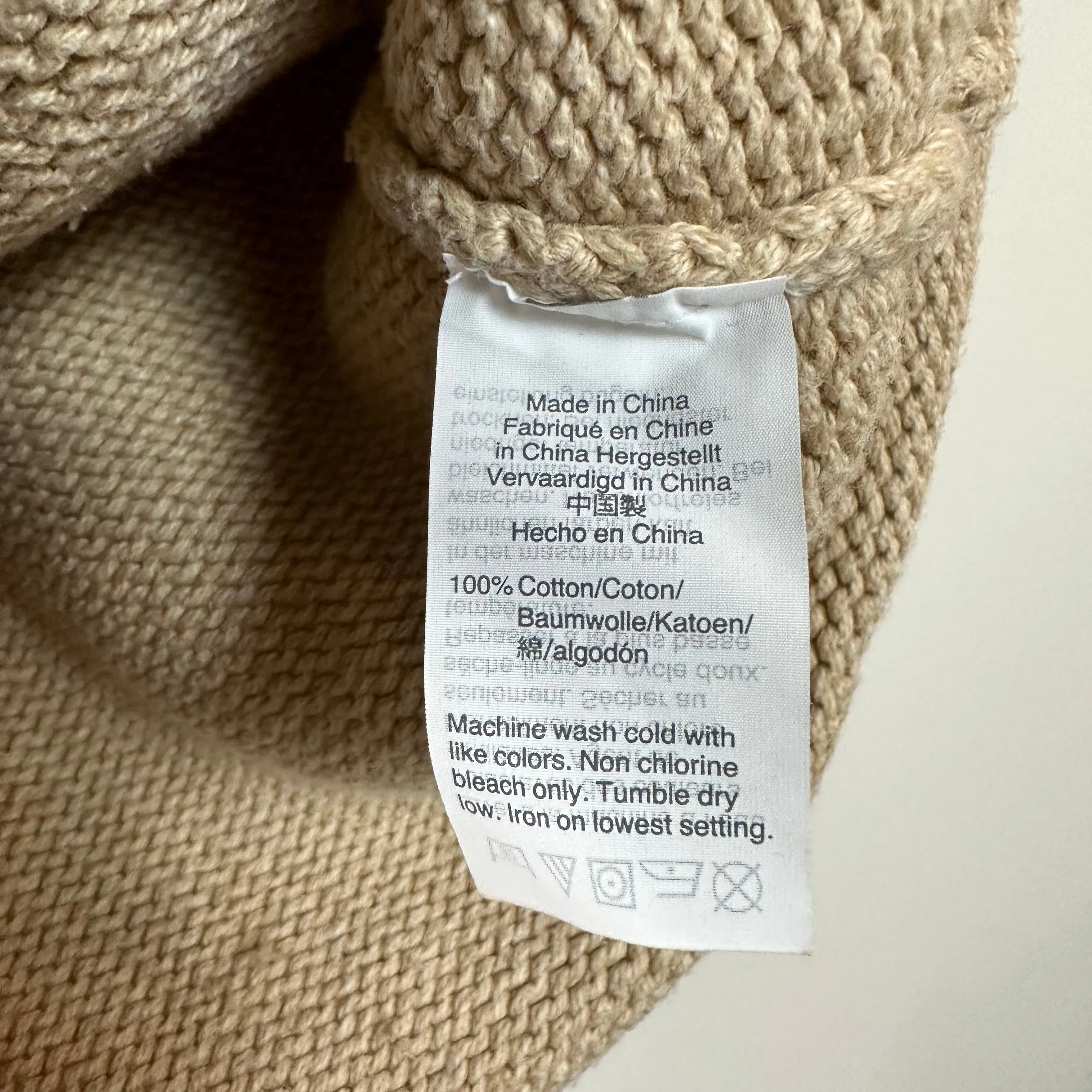 J. Crew Mercantile Roll Neck Sweater Chunky Knit Beige Tan Cotton