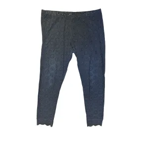 Johnny Was Black Eyelet Embroidered Cotton Elastic Waist Pants Size L