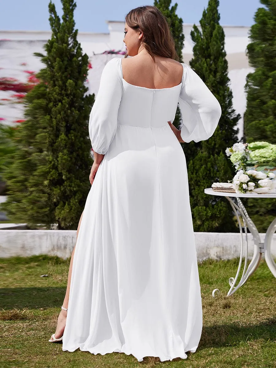 Julia off shoulder ivory chiffon wedding dress with split