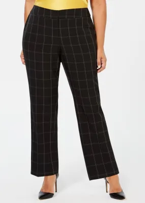 Kasper Womens Plus Window Pane Stretch Dress Pants