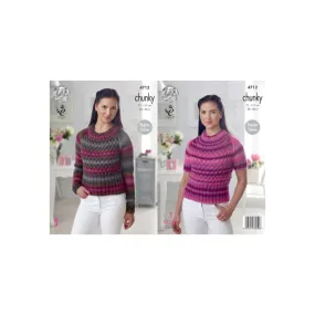 King Cole Riot Chunky Knitting Pattern 4712