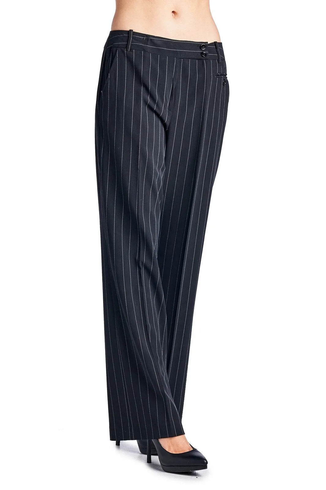 Larry Levine Black/White Pinstripe Pants