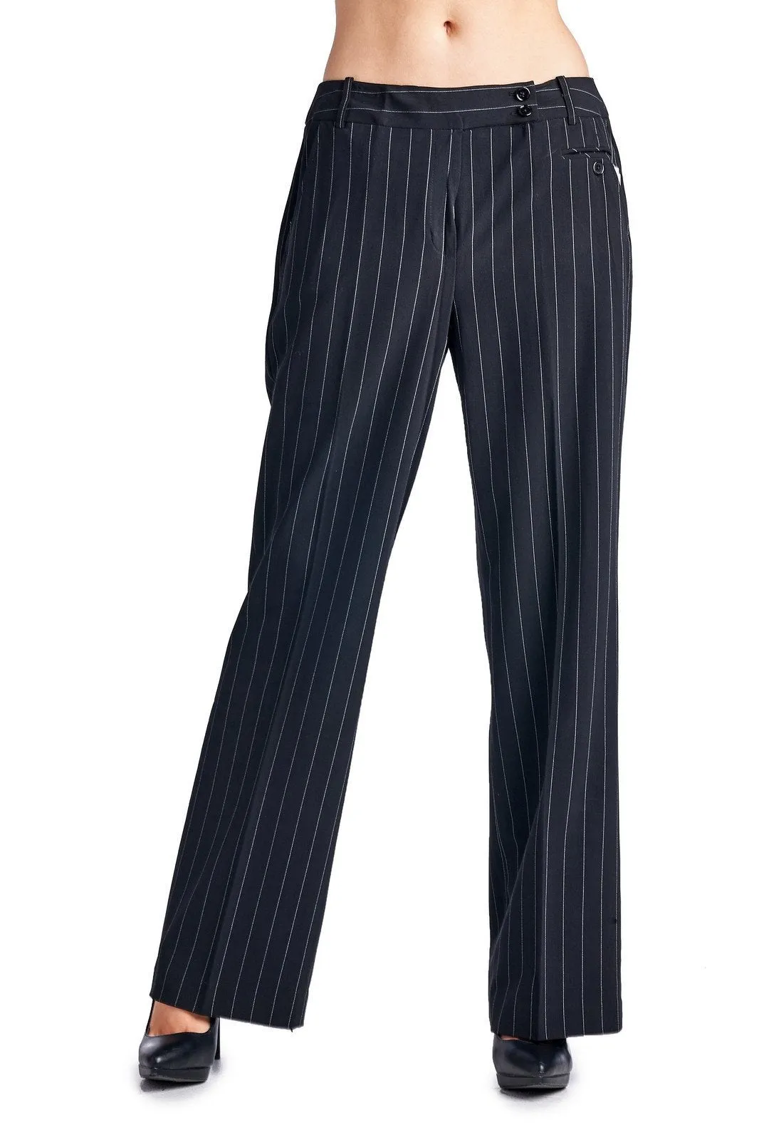 Larry Levine Black/White Pinstripe Pants