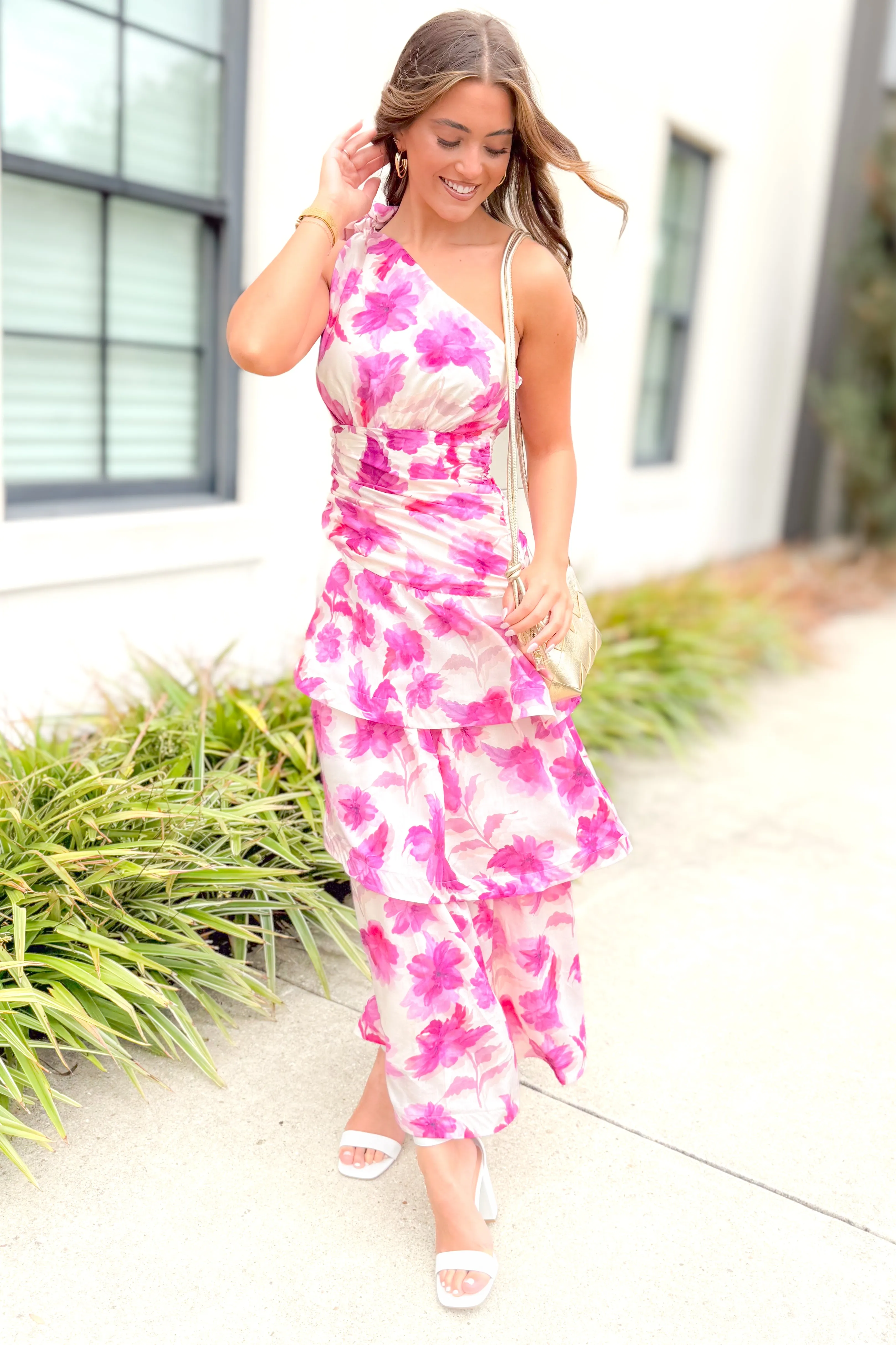 Let Love Grow One Shoulder Maxi Dress Size L