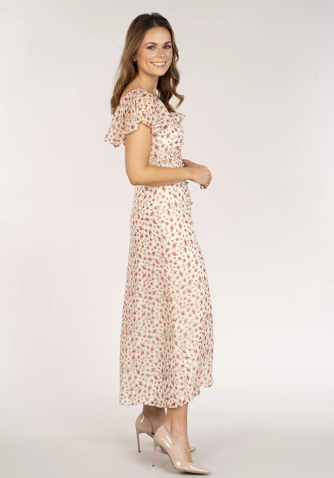 Long Floral Dress - Cream