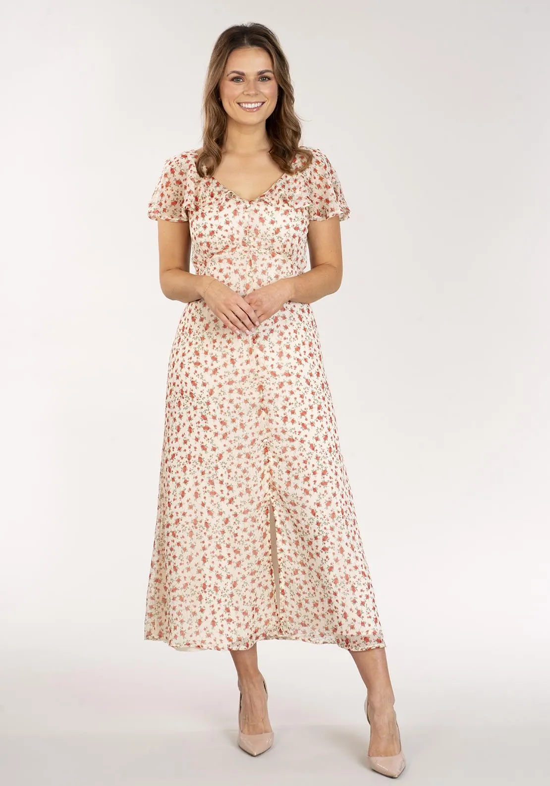 Long Floral Dress - Cream
