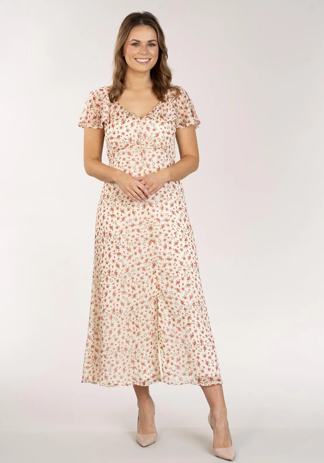 Long Floral Dress - Cream