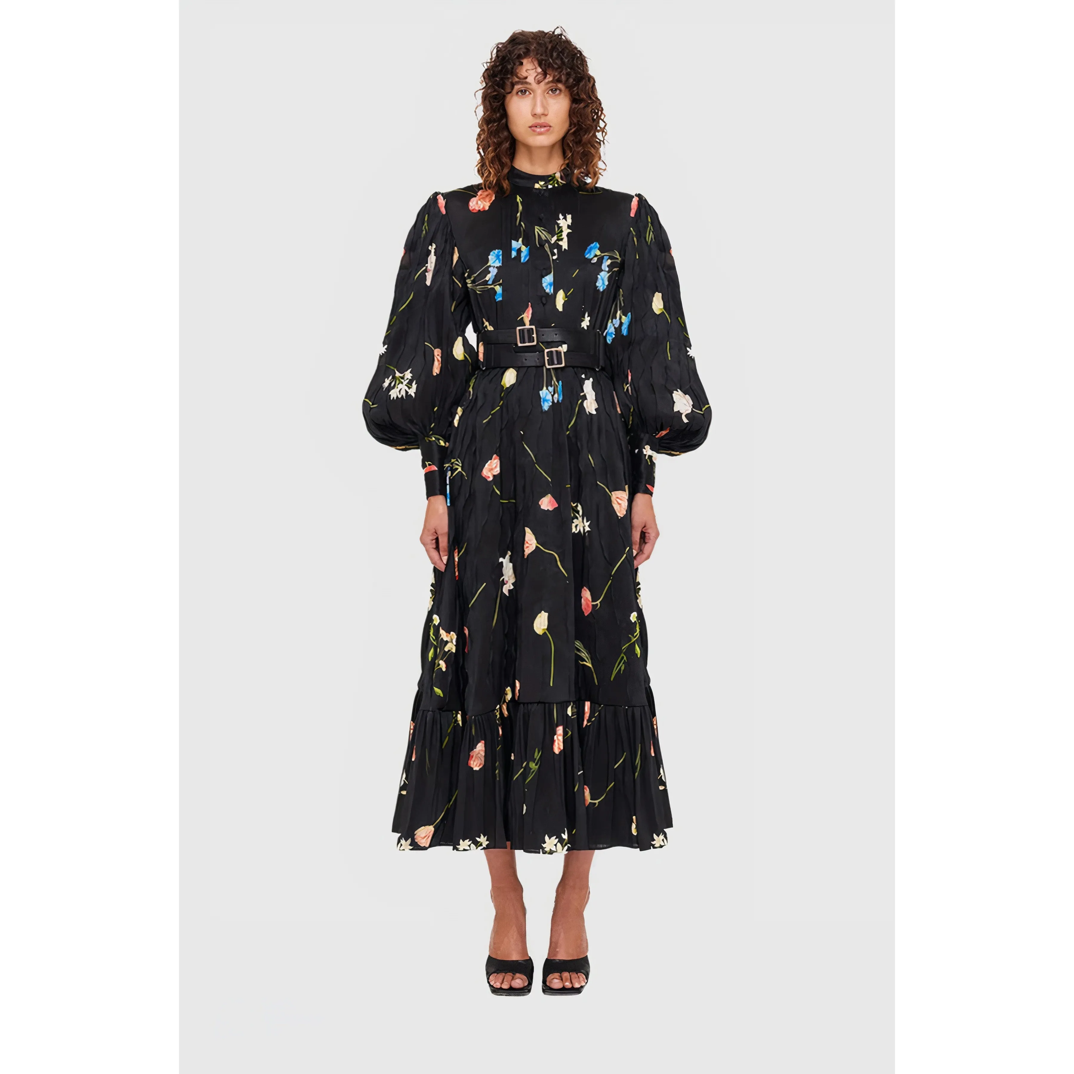 Long Sleeve Floral Midi Dress