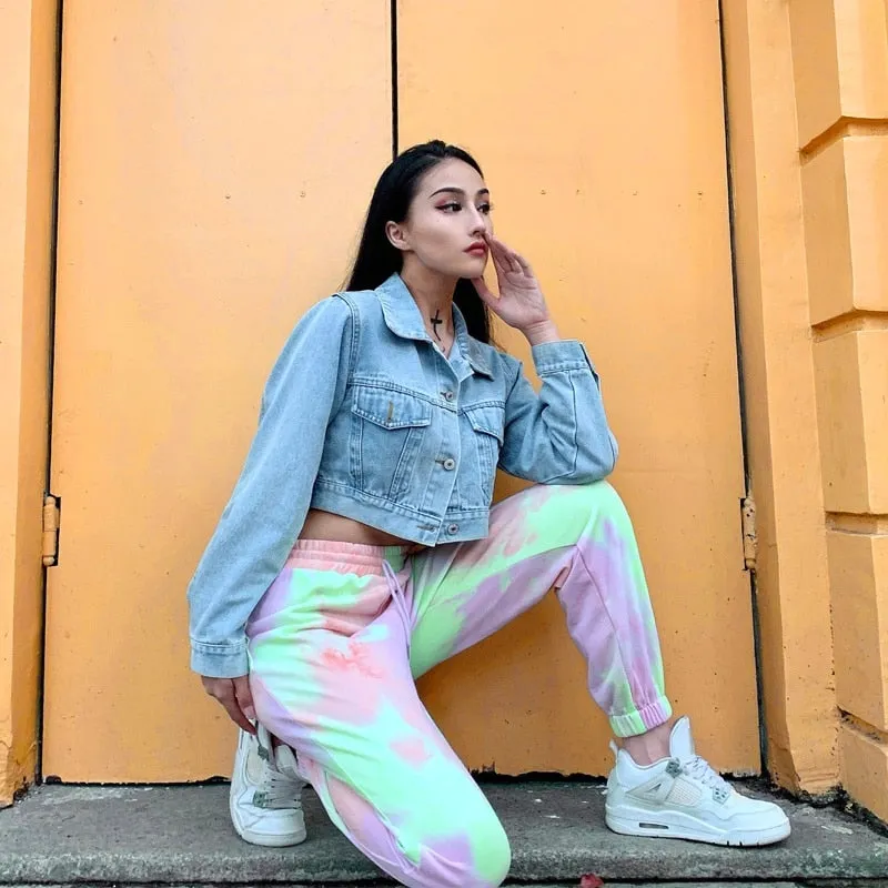 Loose Elastic Waist Tie-Dye Ankle Pants