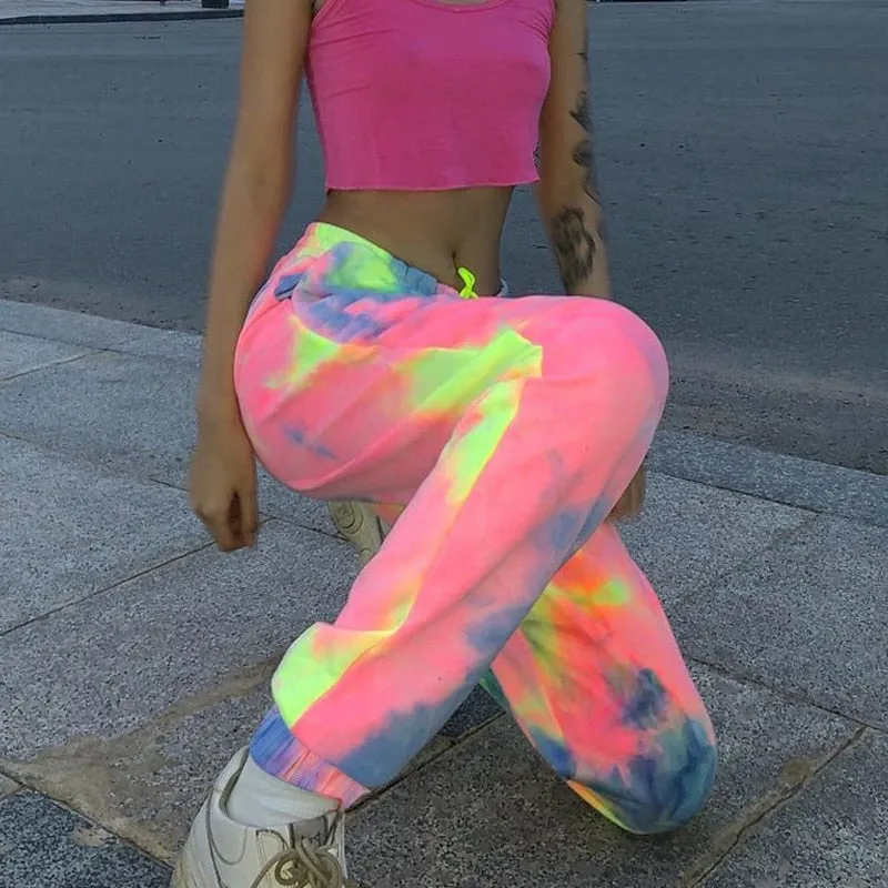 Loose Elastic Waist Tie-Dye Ankle Pants