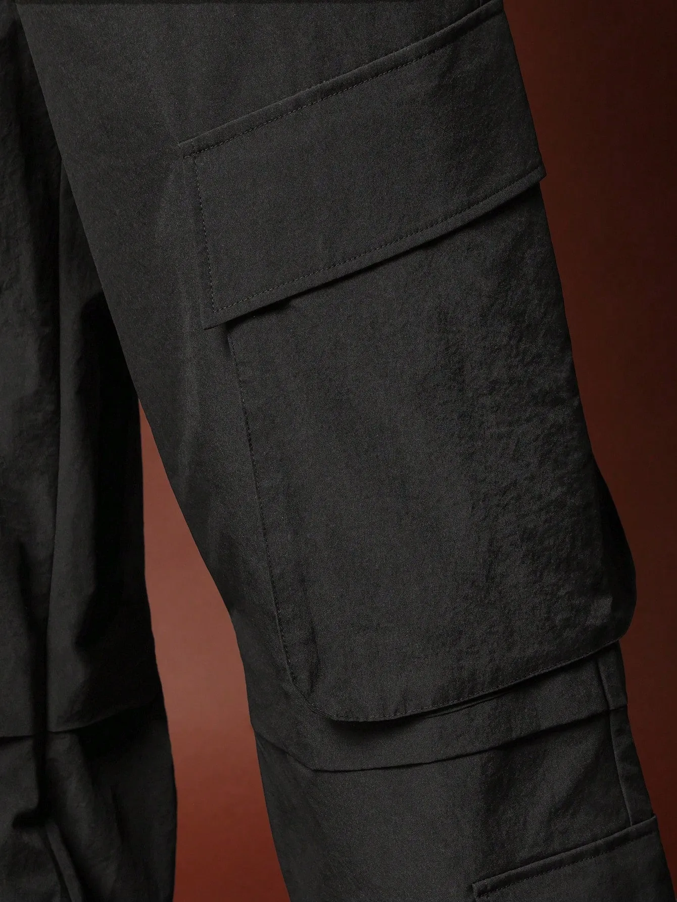 Loose Fit Nylon Multi Pocket Cargo Parachute Pant